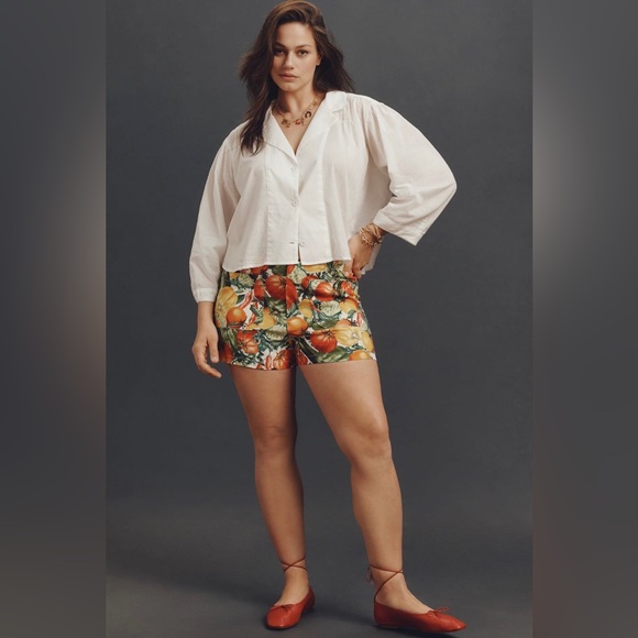 NWT Anthropologie Maeve Colette Linen Blend Shorts Fruit Veggie Shorts, Size 32 - Picture 5 of 10